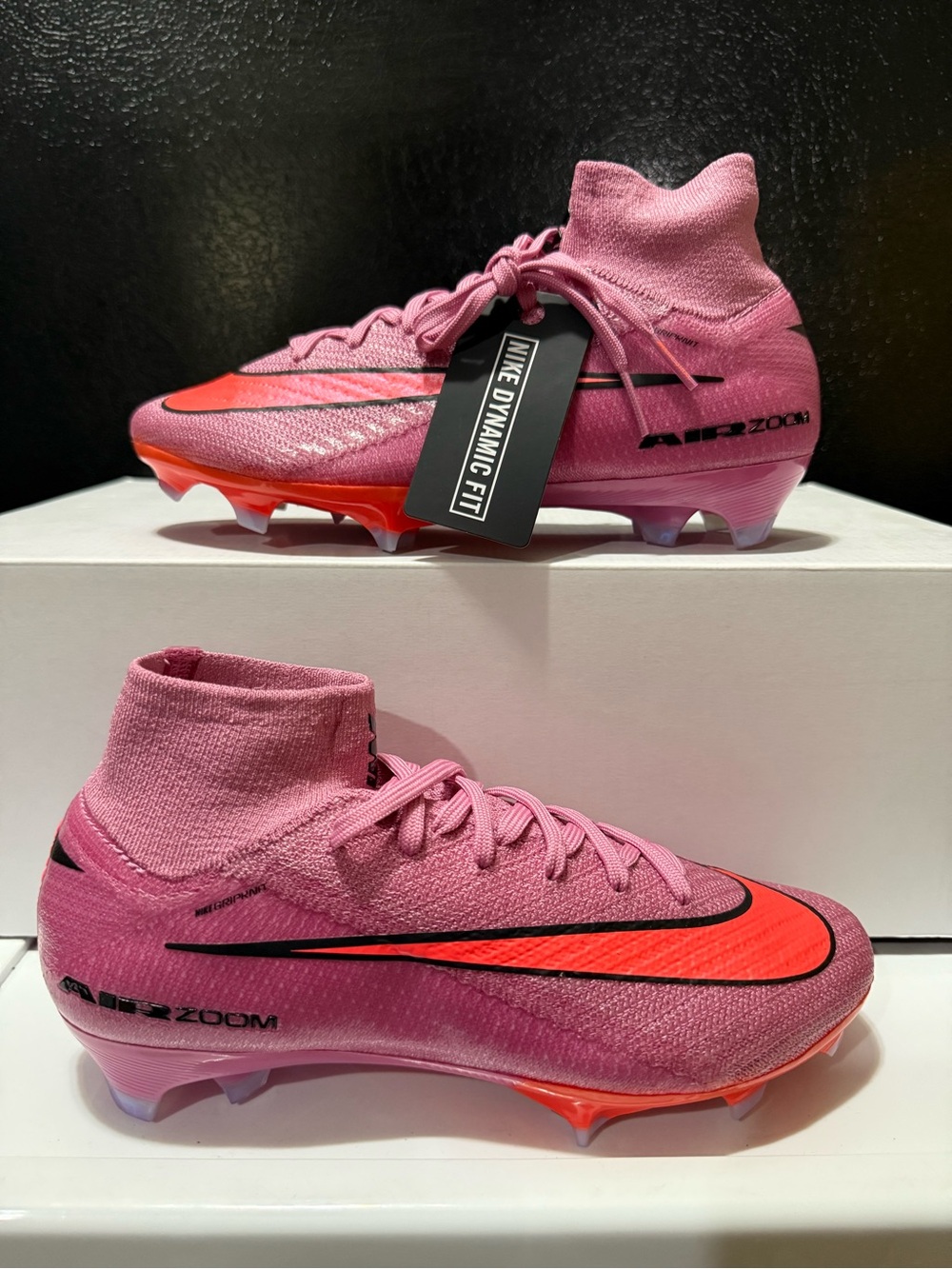 Nike Men's Pink and Orange Athletic Soccer Cleats
